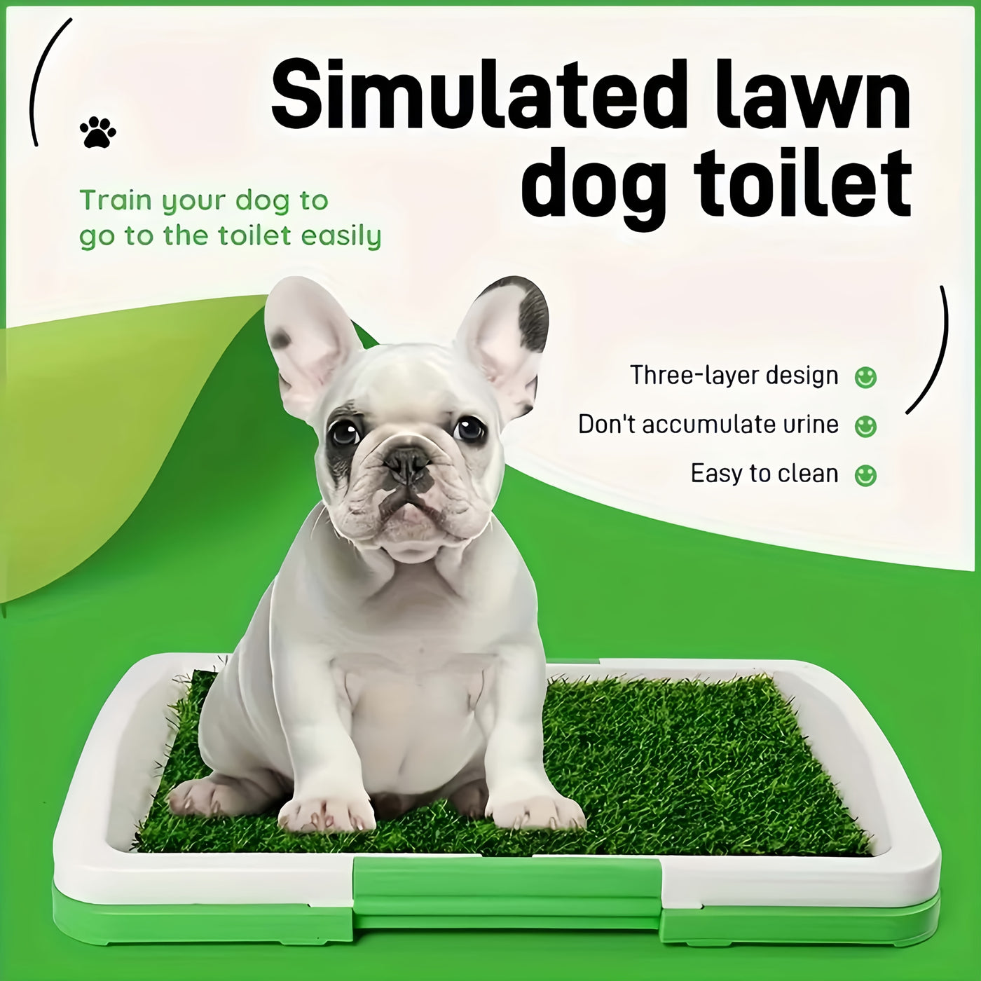 Dog Potty Training Mat with Artificial Grass Non-Slip Tray Splash-Proof Indoor Puppy Potty Box Odor-Free Dog Pee Mat for Home Travel Camping