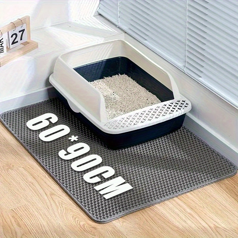 Honeycomb Cat Litter Mat Double Layer – Extra Large Litter Catcher, Non-Slip Machine Washable Splashproof Pad, Soft Safe for Paws, Multi-Cat Households
