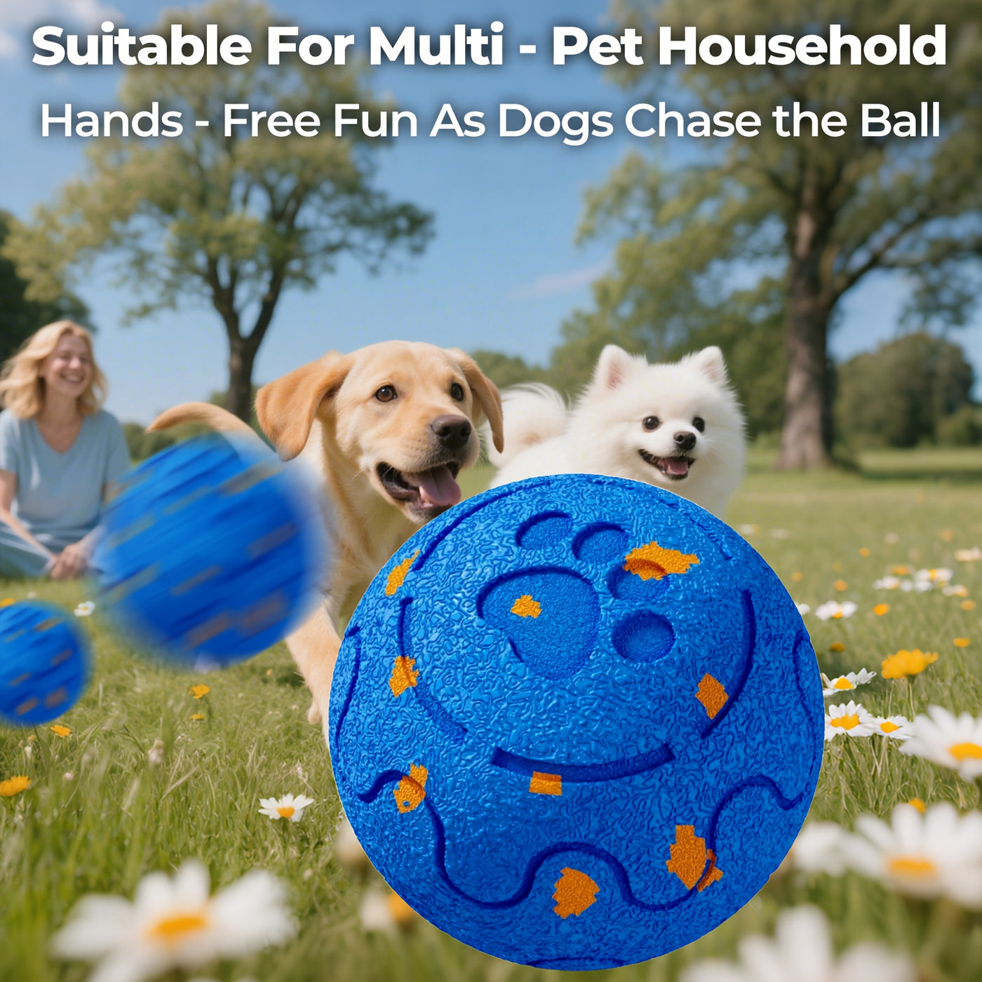Smart Rechargeable Bouncing Dog Ball with 3 Interactive Modes – Obstacle Avoidance, Low Noise, Teeth Cleaning Toy for Medium & Large Dogs, Multi-Pet Households