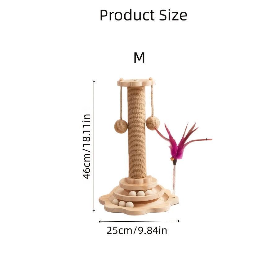 Solid Wood Cat Scratching Post – Multiple Styles & Sizes | Sisal, Mushroom, Dolphin, Fur & Hammock Scratcher for Indoor Cats