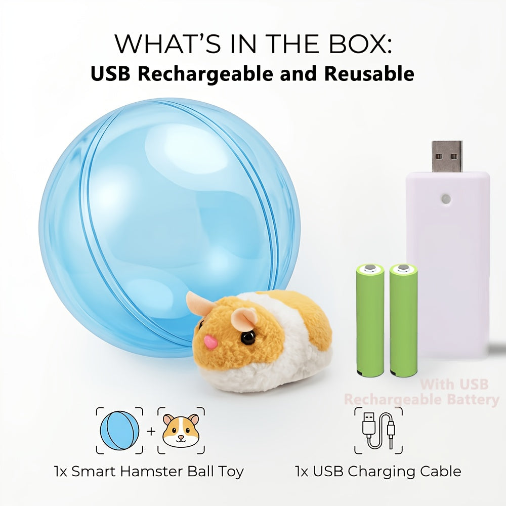 Motion Activated Interactive Cat Toy Ball – Auto Moving Rechargeable Toy for Indoor Cats & Dogs, Boredom Buster for Small Medium Large Pets, Cartoon Rabbit & Squirrel Design