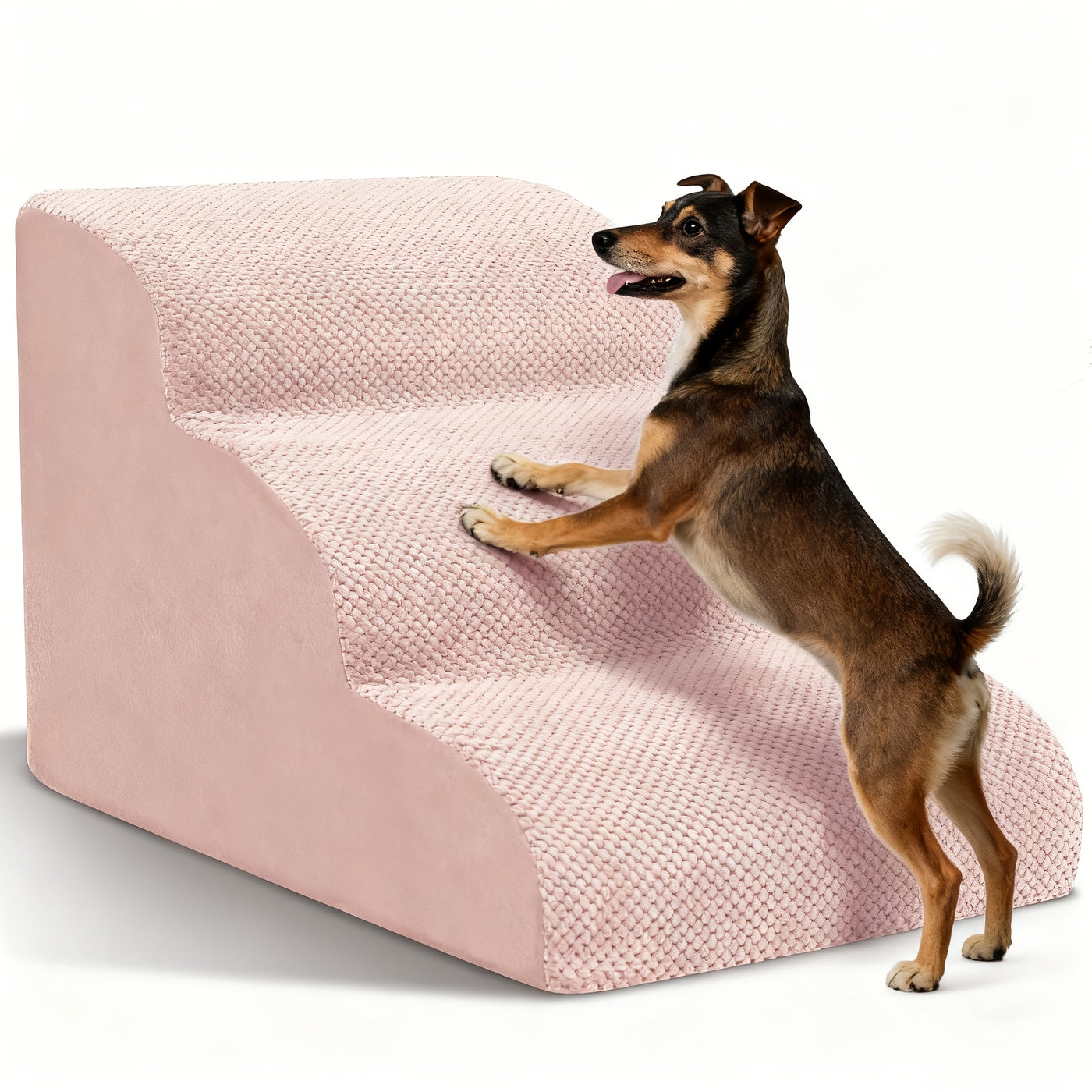 Dog Stairs for Small Dogs - Extra Wide High Density Foam Pet Steps with Non-Slip Bottom, Soft Cushioned Ramp for High Beds Couch Sofa, 2/3/4 Steps for Elderly & Injured Dogs
