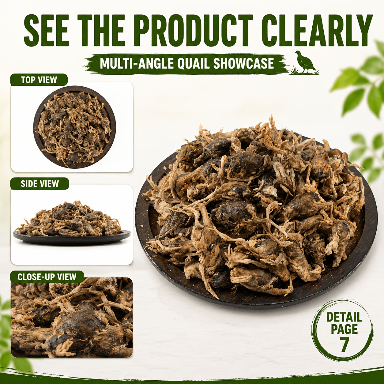 Freeze Dried Whole Quail Cat Treats Single Ingredient High-Protein Crunchy Raw Style Snack for Cats Dogs Kittens Training Reward Daily Feeding