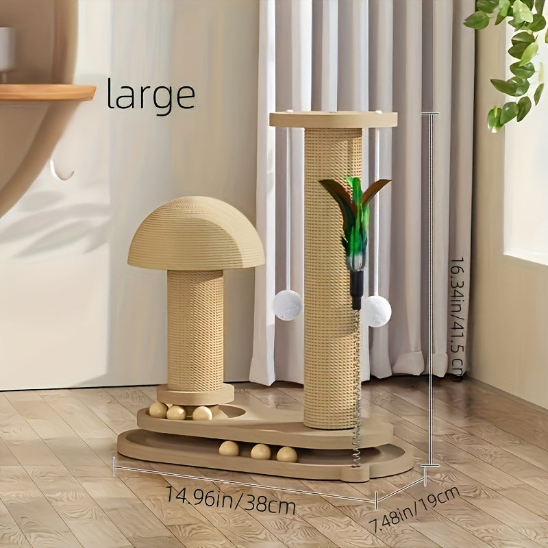 Solid Wood Cat Scratching Post – Multiple Styles & Sizes | Sisal, Mushroom, Dolphin, Fur & Hammock Scratcher for Indoor Cats