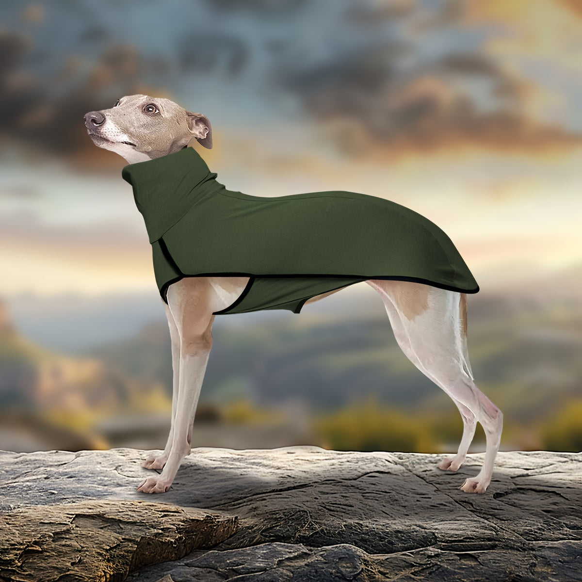 High Neck Dog Coat – Warm Solid Color Woven Polyester Pullover for Small Medium Large Dogs, Machine Washable All-Season Fall Winter Pet Clothing, XL to 4XL