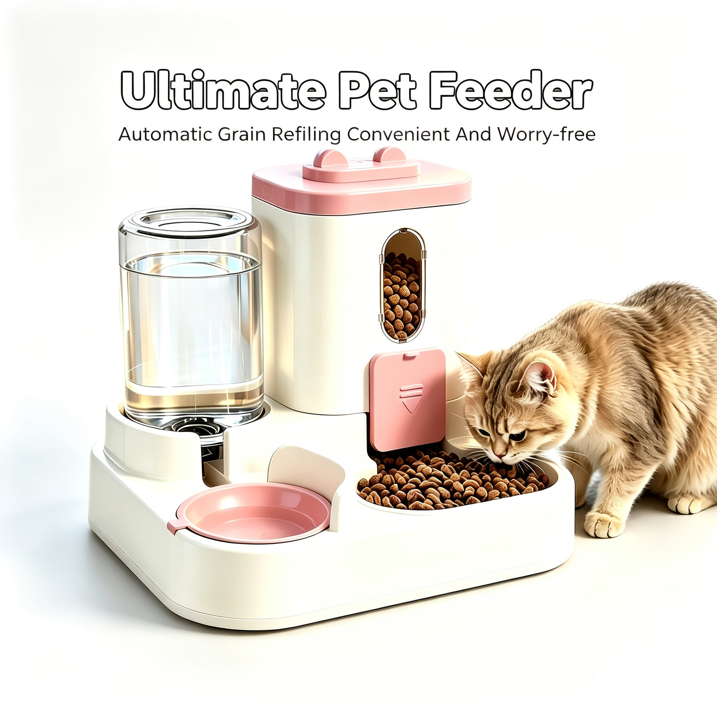 2-in-1 Automatic Pet Feeder for Cats & Dogs – Non-Electric Space-Saving Gravity Bowl, Easy Clean, Multi-Pet Family Dual Feeding Station