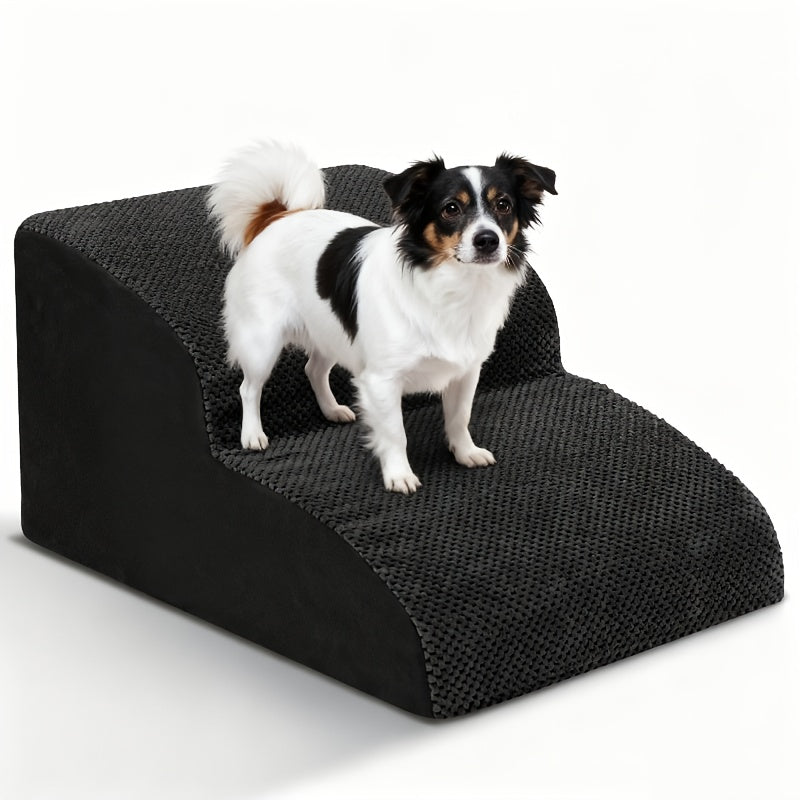 Dog Stairs for Small Dogs - Extra Wide High Density Foam Pet Steps with Non-Slip Bottom, Soft Cushioned Ramp for High Beds Couch Sofa, 2/3/4 Steps for Elderly & Injured Dogs