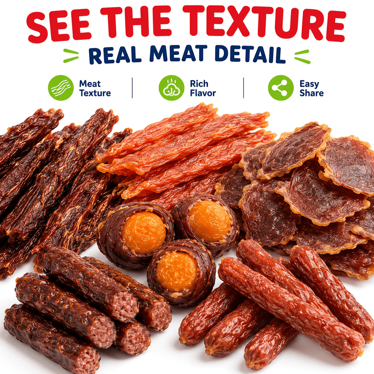 Dog Jerky Treats – Chicken Duck Beef Sausage Gizzard & Egg Yolk Variety, Single-Source Chewy Training Rewards for Dogs of All Sizes, Jerky Trial Pack Available