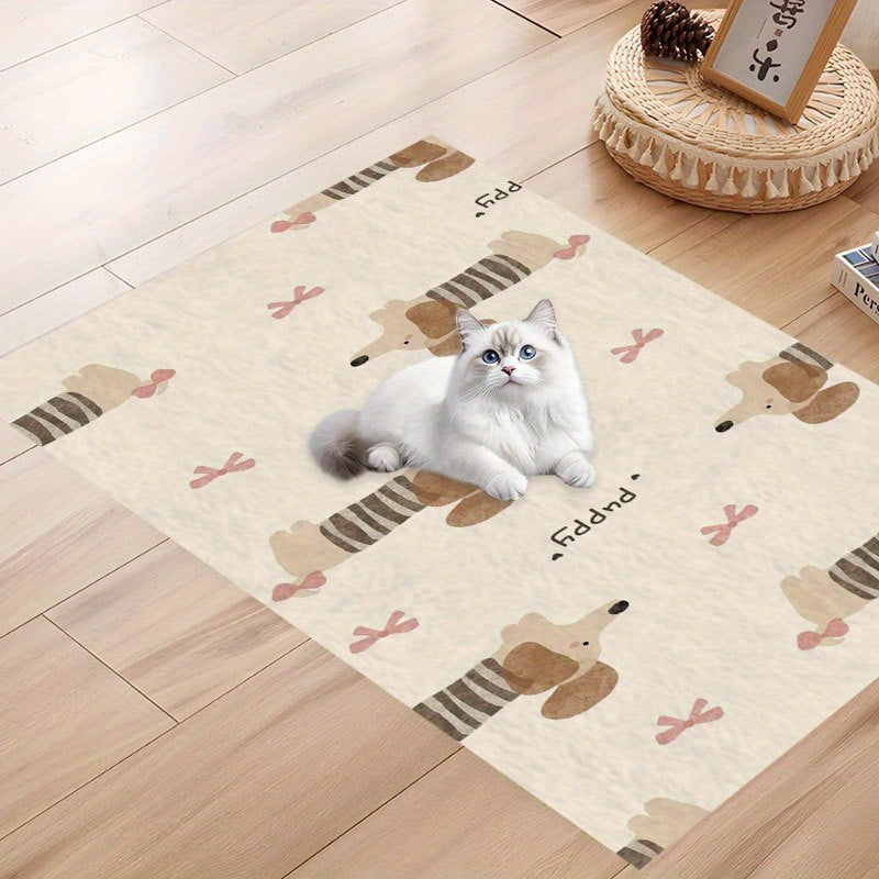 Washable Dog Pee Pads Non-Slip Cute Striped Puppy Design Dog Cat Mat for Kennel Bed and Litter Box – Cozy All-Season Pet Mat in Multiple Sizes