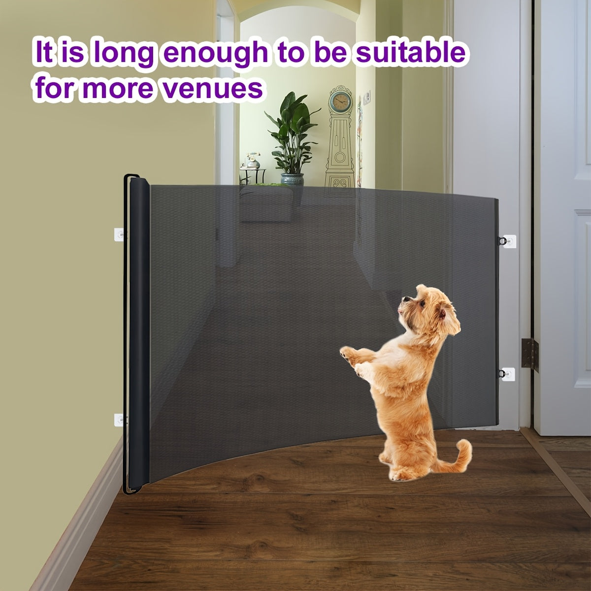 Scalable Mesh Pet Gate No Drill Required – Adjustable Safety Fence for Stairs, Doors & Rooms, Dog & Cat Baby Gate, Easy Install Pressure Mount Pet Barrier