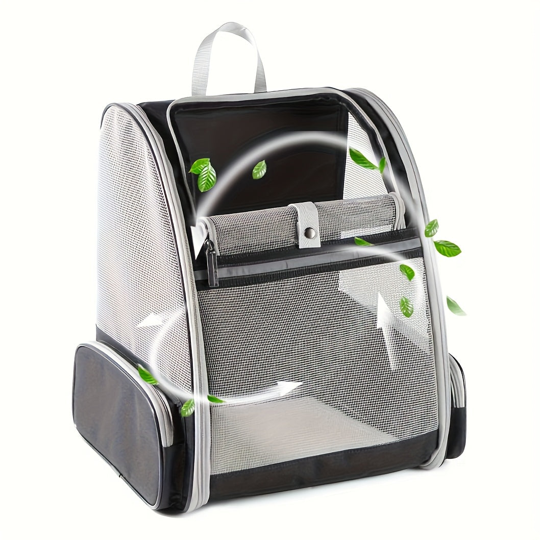 Cat Carrier Backpack – Ventilated Foldable Pet Backpack with Mesh Windows & Harness, Fits Cats up to 18lbs & Dogs up to 15lbs, Travel Hiking Car Airplane