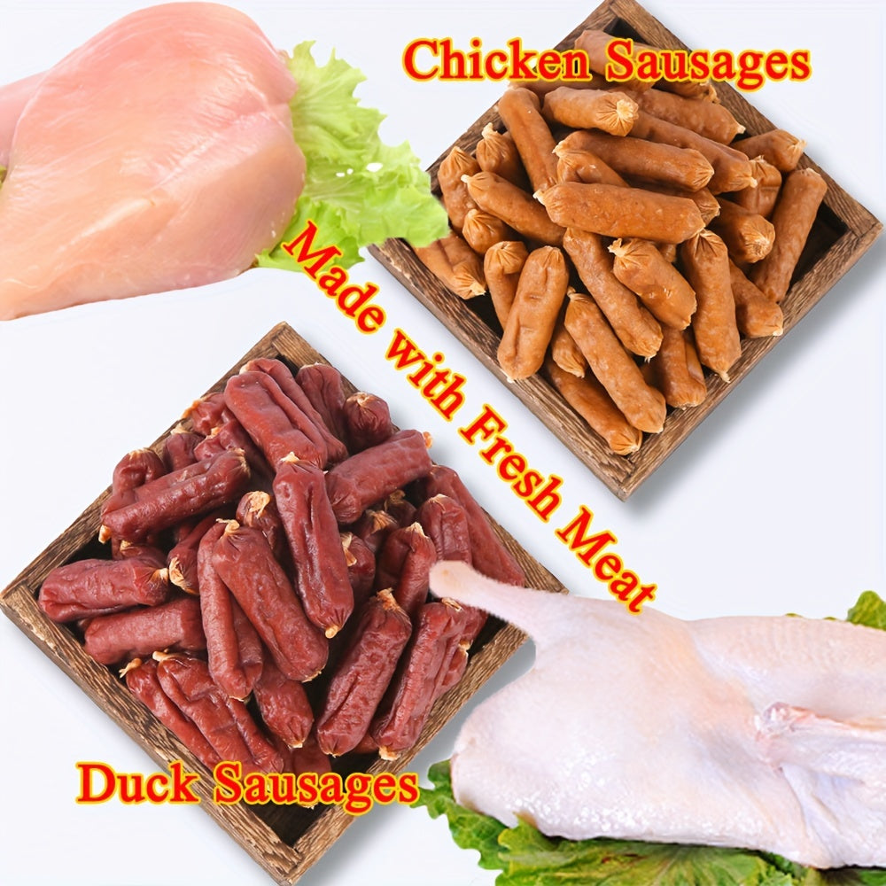 Soft Chew Dog Sausage Treats – Chicken & Duck High Protein Training Rewards for Small Medium Large Dogs, Made with Fresh Meat, 7oz / 1.8lbs / 14oz / 2.7lbs