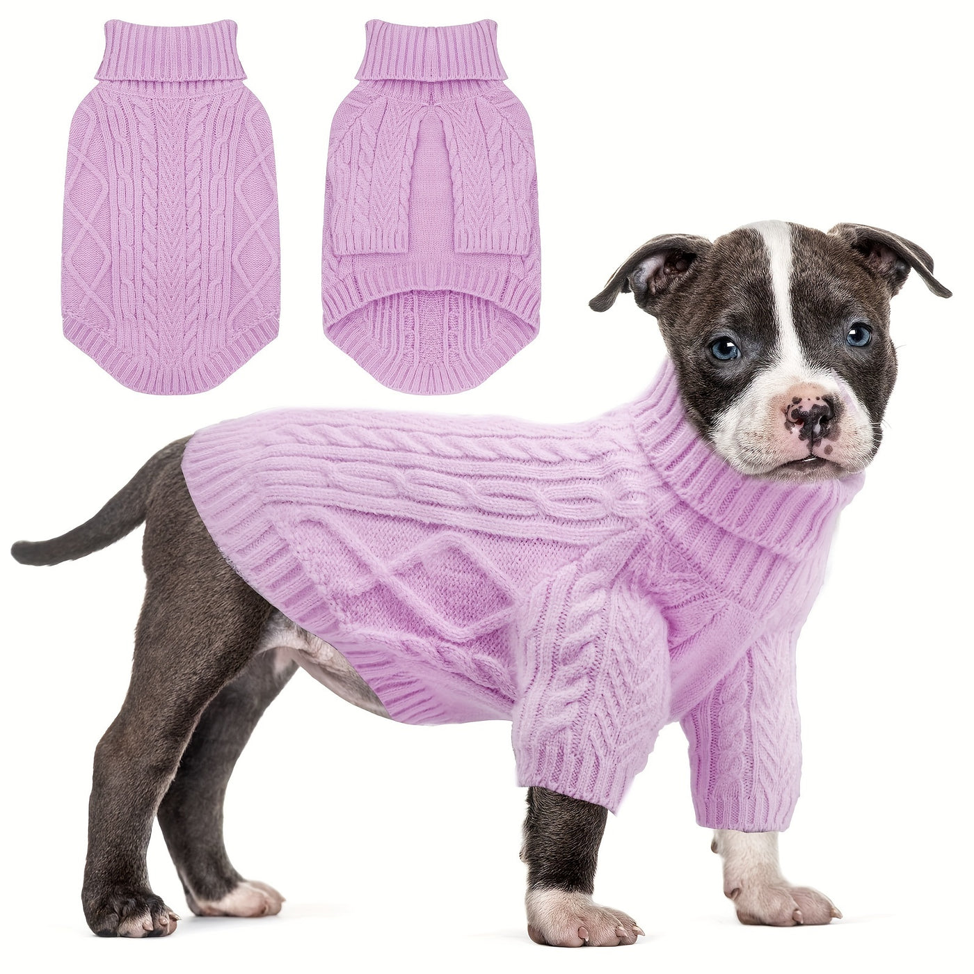 Turtleneck Dog Sweater – Warm Knit Pullover with Soft Long Sleeves for Small to Medium Dogs, All-Season Winter Fall Spring Pet Clothes for Chihuahua Bulldog Dachshund, Machine Washable