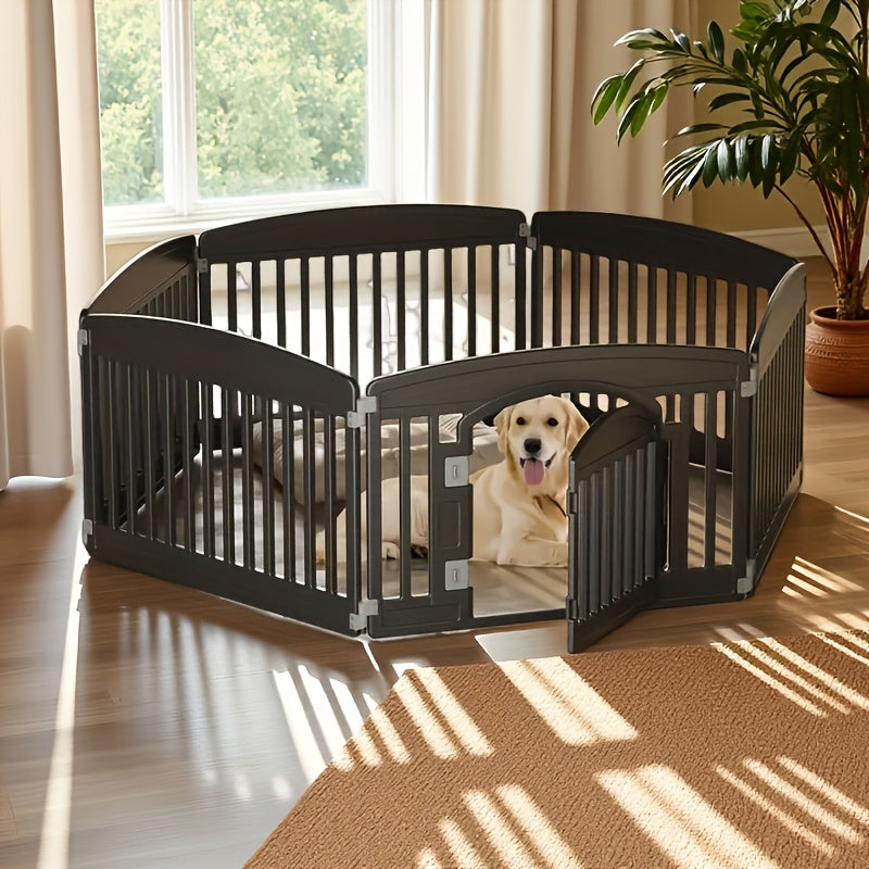4 & 6 Panel Dog Pen with Non-Slip Bottom & Safety Locking Door - Portable Expandable Indoor Outdoor Puppy Pen for Medium Dogs, Lightweight Durable Pet Fence