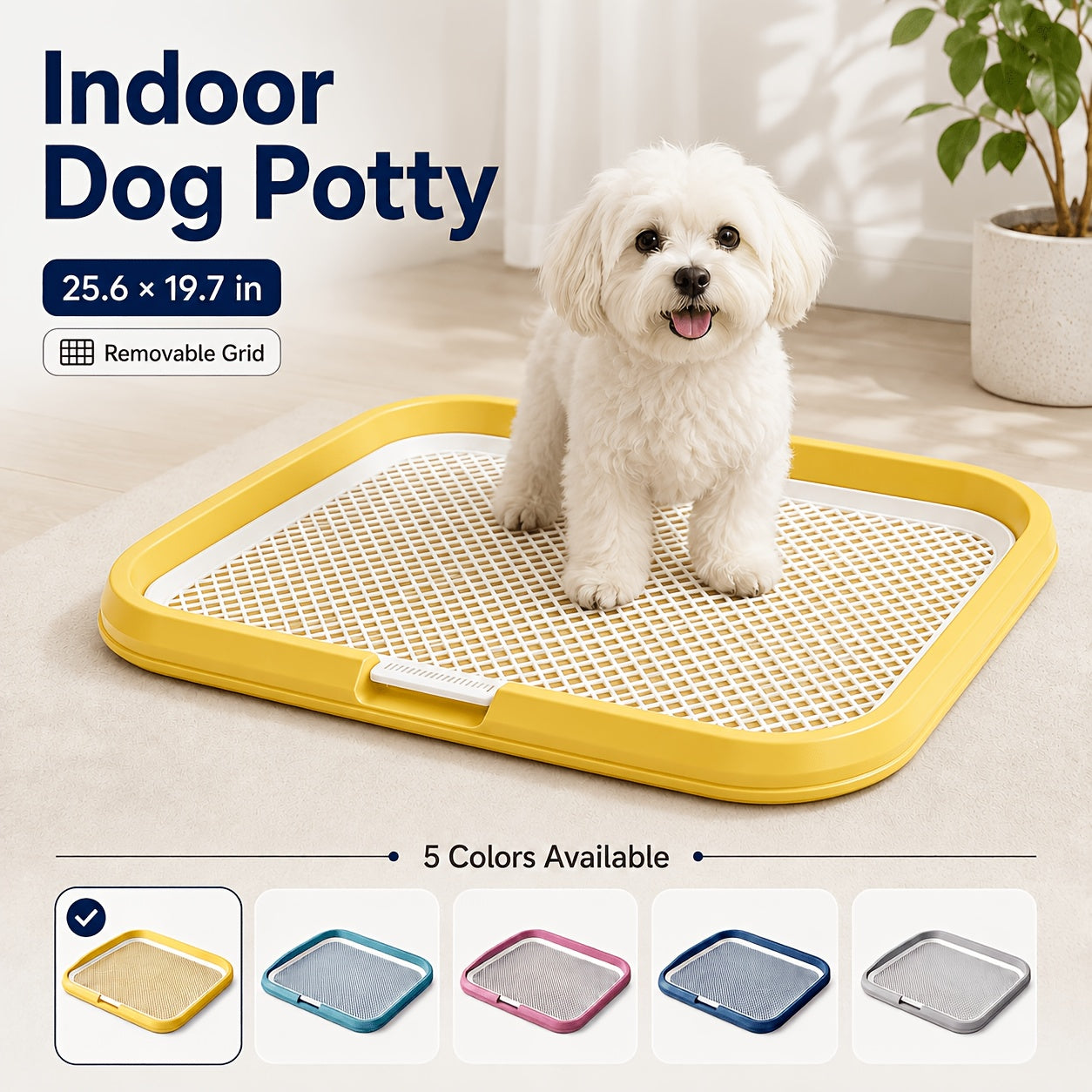 Dog Potty Tray with Removable Grating Leak-Proof Indoor Dog Toilet Pee Pad Holder for Puppy Training Apartments Small Dogs Washable Reusable