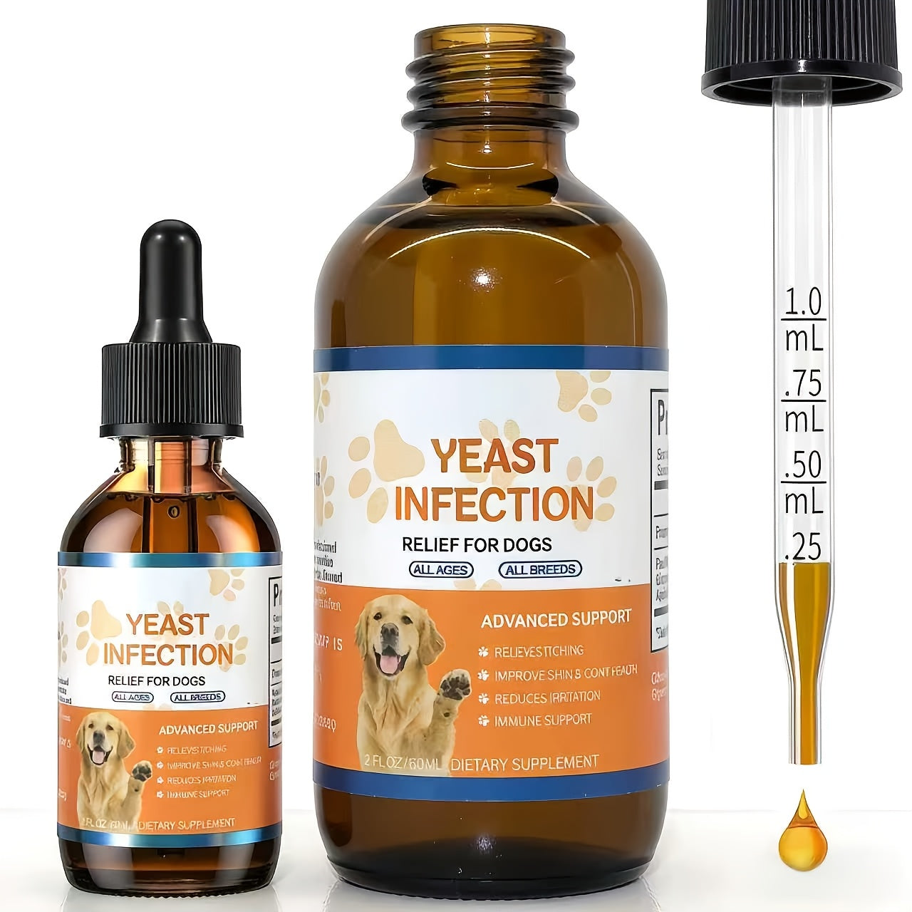 Yeast Health Drops for Dogs & Cats – Skin & Ear Care Supplement, Easy Absorption, Supports Clean Ears & Healthy Skin, All Breeds & Ages, 2.03oz (60ml)