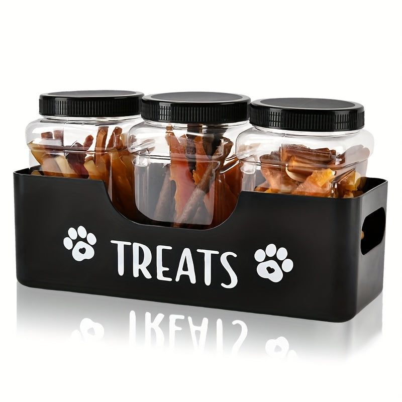 Airtight Pet Food Storage Container Set 3-Piece – Farmhouse Style BPA-Free Plastic Jars for Dog & Cat Treats, Snacks & Dry Food