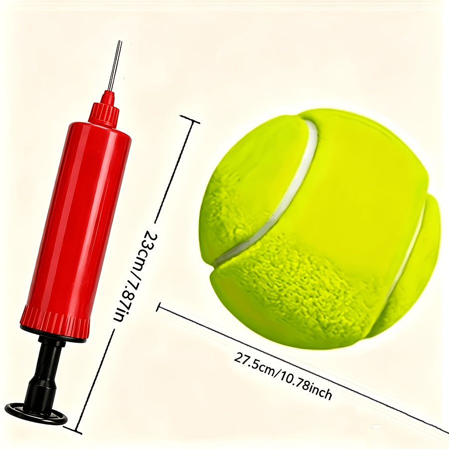 Large Tennis Ball Pet Toy 2 Pack with Air Pump - Durable Chew-Resistant Dental Ball for Cats & Dogs Interactive Play & Teeth Cleaning