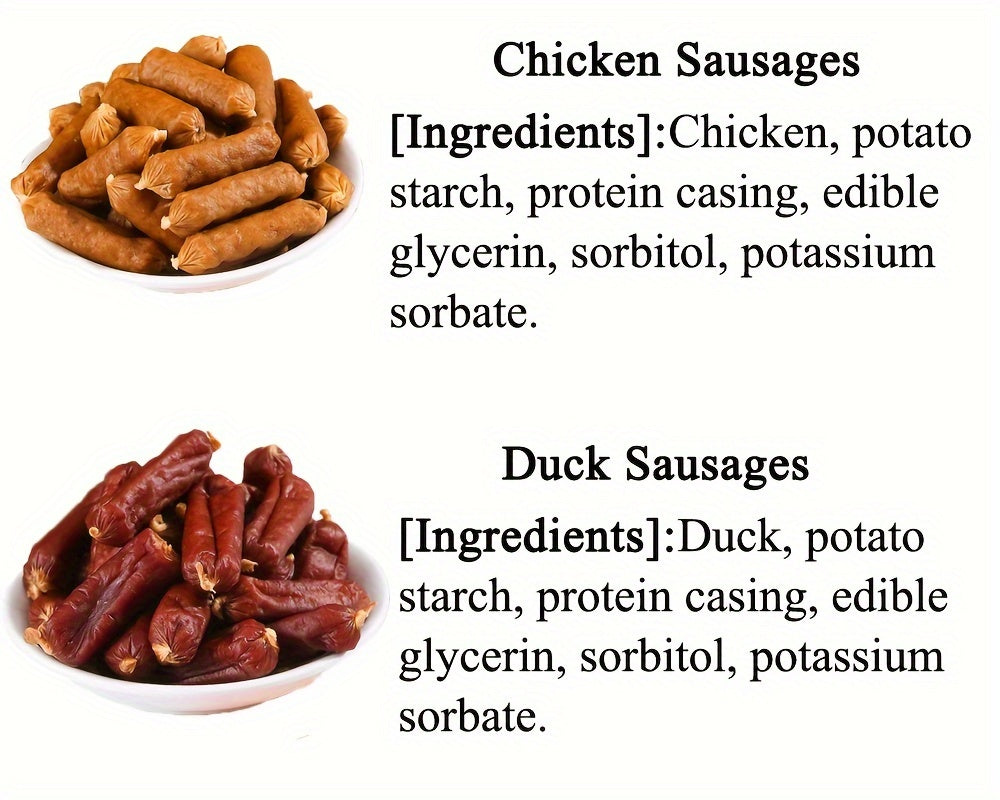Soft Chew Dog Sausage Treats – Chicken & Duck High Protein Training Rewards for Small Medium Large Dogs, Made with Fresh Meat, 7oz / 1.8lbs / 14oz / 2.7lbs