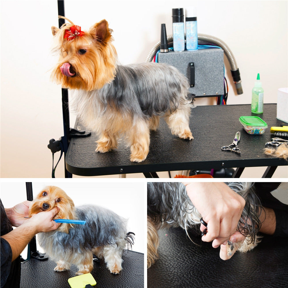 Foldable Pet Grooming Table with Height-Adjustable Arm – Non-Slip Waterproof Surface, Folding Legs for Easy Storage, Home & Professional Dog Cat Grooming Station