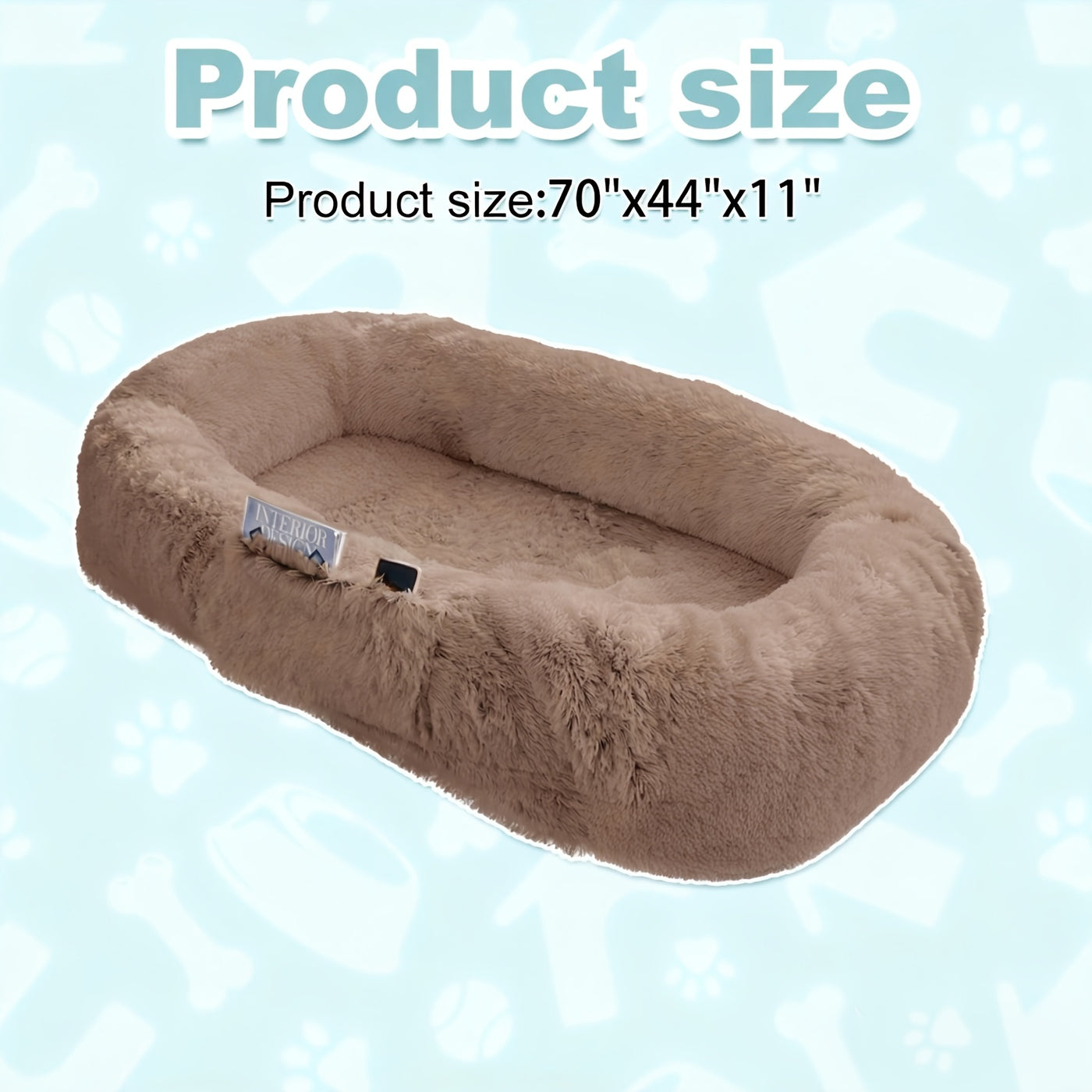Human Dog Bed 70x44x11 Inch Giant Faux Fur Orthopedic Bed for People & Pets - Washable Non-Slip Extra Large Dog Bed for Adults, Napping, Lounging, All Breeds