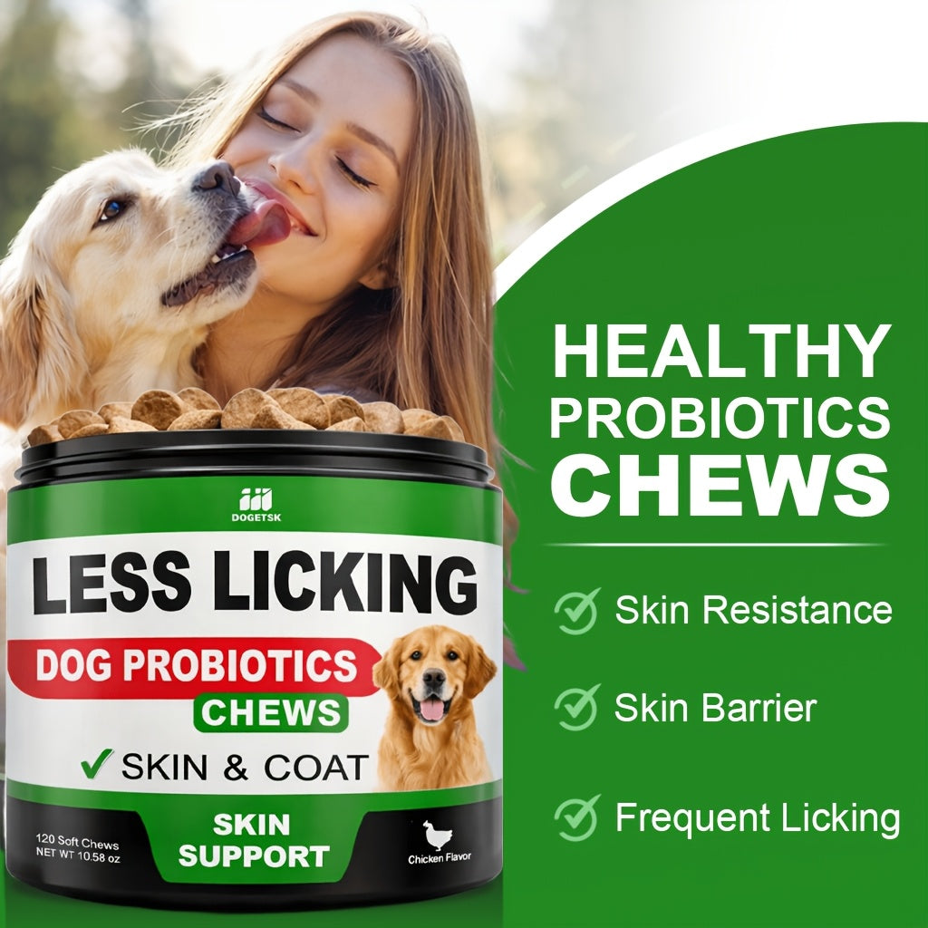 Dog Skin Health Chewing Tablets – Chicken Flavor, Protects Skin Barrier, Science-Backed Formula for Golden Retrievers, Border Collies & All Breeds