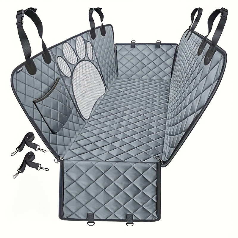 Dog Seat Cover Hammock – Heavy Duty Scratch-Resistant Waterproof Non-Slip Pet Rear Seat Cover for Cars Trucks SUVs, Soft Durable Open Mesh Back Seat Protector for Dogs