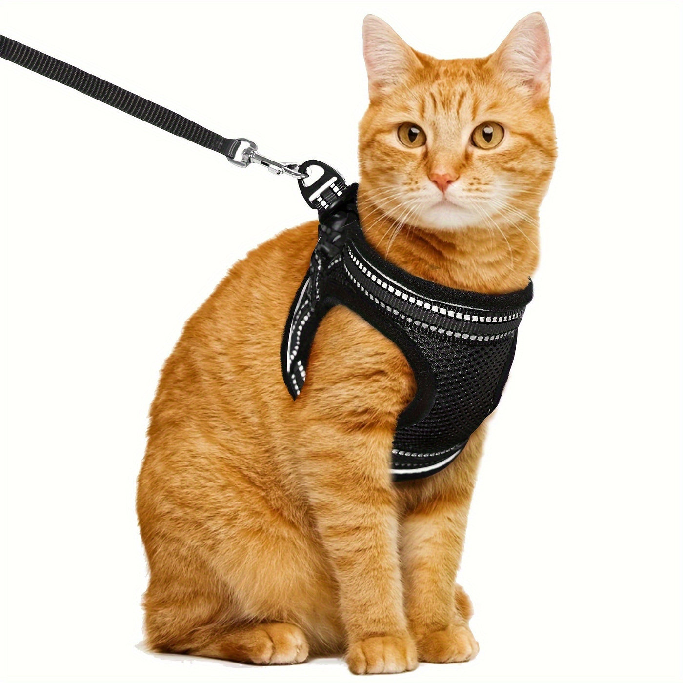 Escape-Proof Cat Harness and Leash Set – Adjustable Soft Mesh Vest with Reflective Strip for Cats & Kittens, Safe Outdoor Walking Gear, Multiple Colors & Sizes
