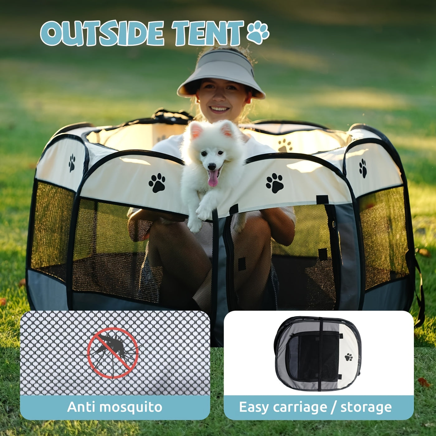 Foldable Octagonal Pet Enclosure Tent – Oxford Scratch-Resistant Dog & Cat Kennel, Playpen & Maternity Room for Indoor Use