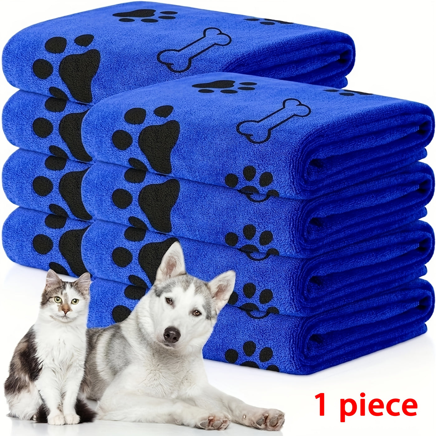 Large Quick-Dry Pet Bath Towel for Dogs & Cats - Super Absorbent Soft Microfiber, 40x24 Inches, Gray / Blue / 2-Pack