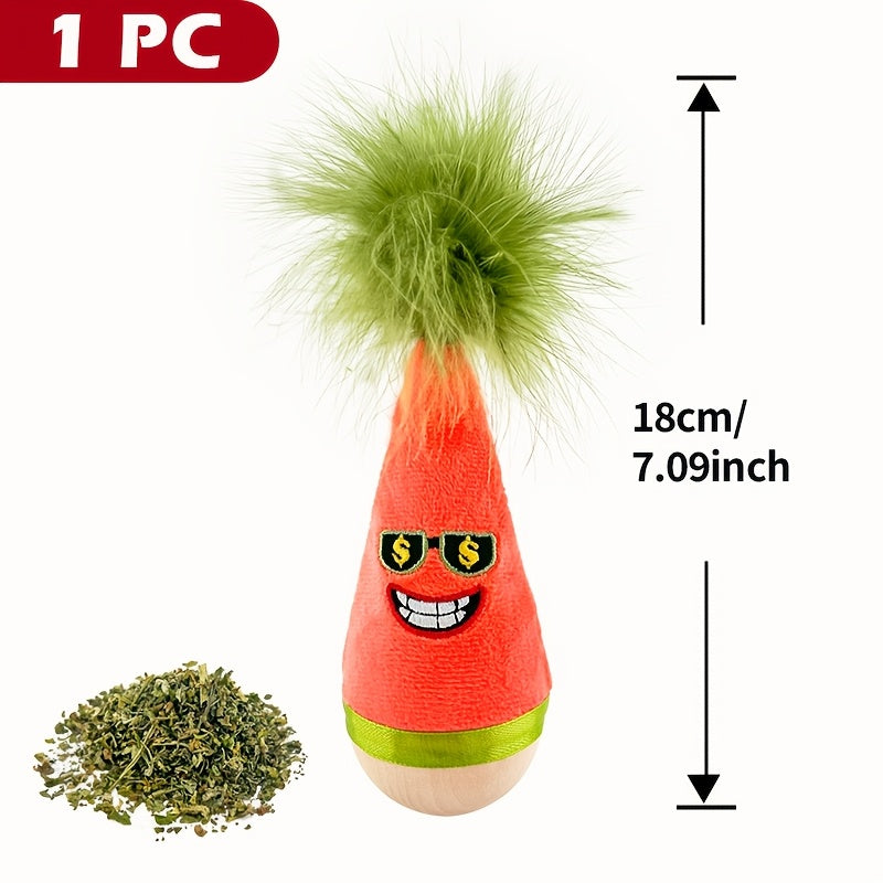 Catnip Wobble Feather Cat Toy with Mint Powder - Interactive Hunting Chase Toy for Kittens & Adult Cats Self-Play Indoor Exercise
