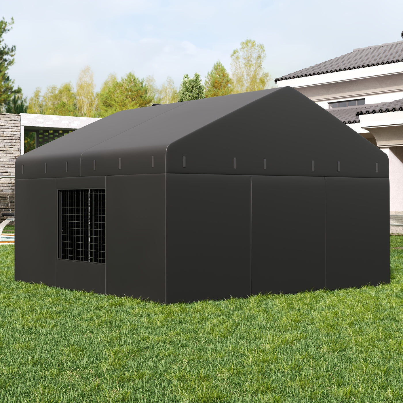 Heavy Duty Outdoor Dog Kennel with Roof & Double Safety Locks – Galvanized Steel Dog Cage Fence, Rust-Resistant, Large Dog Run Enclosure, Multiple Sizes