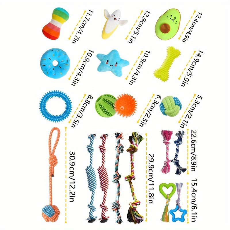 Puppy Chew Toys 25 Pack for Small Dogs - Rope Toys, Squeaky Plush, Rubber Toys & Treat Ball Set for Teething Puppies, Interactive Dog Toy Bundle, Dental Health & Boredom Relief