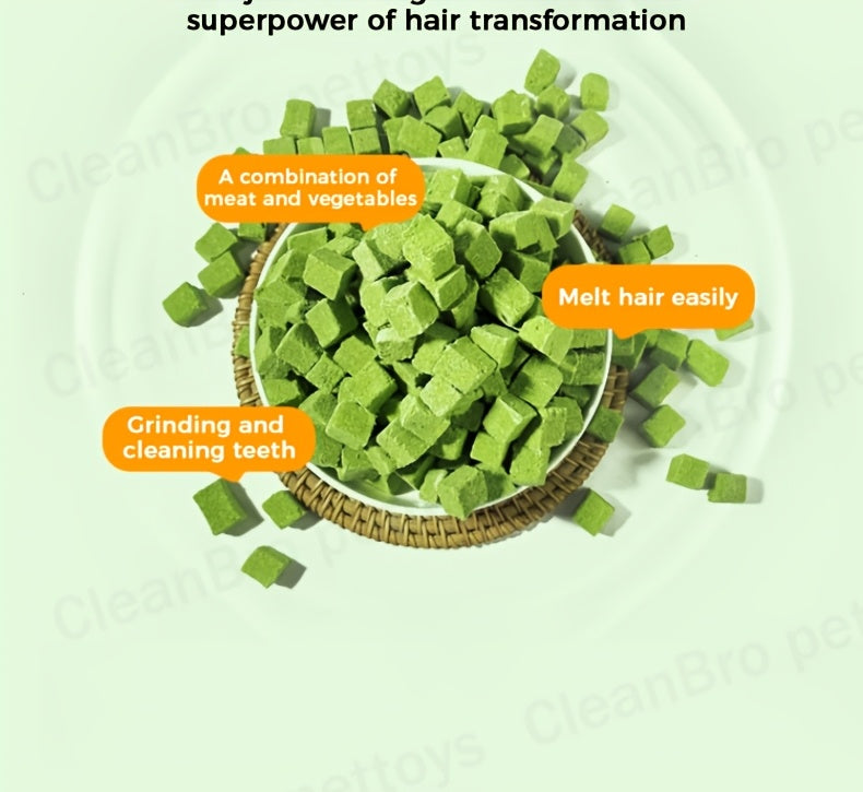 Cat Grass Freeze-Dried Granules & Hairball Tablets for Cats – Mint Molar Sticks, Chicken-Flavored Dental Snacks for Hairball Control & Teeth Cleaning, 150g / 155g