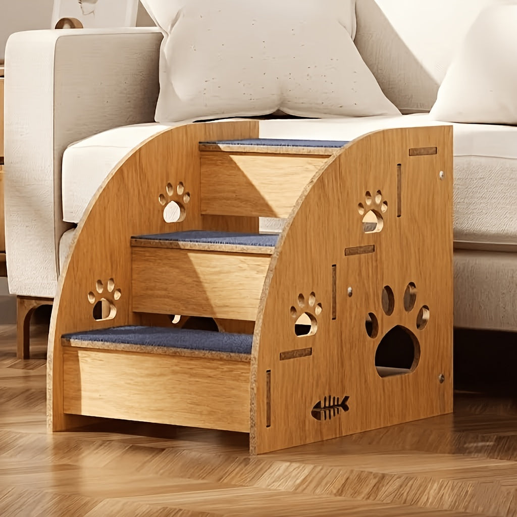 Pet Stairs for Bed and Sofa – 3 or 4 Step Non-Slip Dog & Cat Steps with Safety Railings, 15" High Ramp Staircase for Small and Medium Dogs and Cats