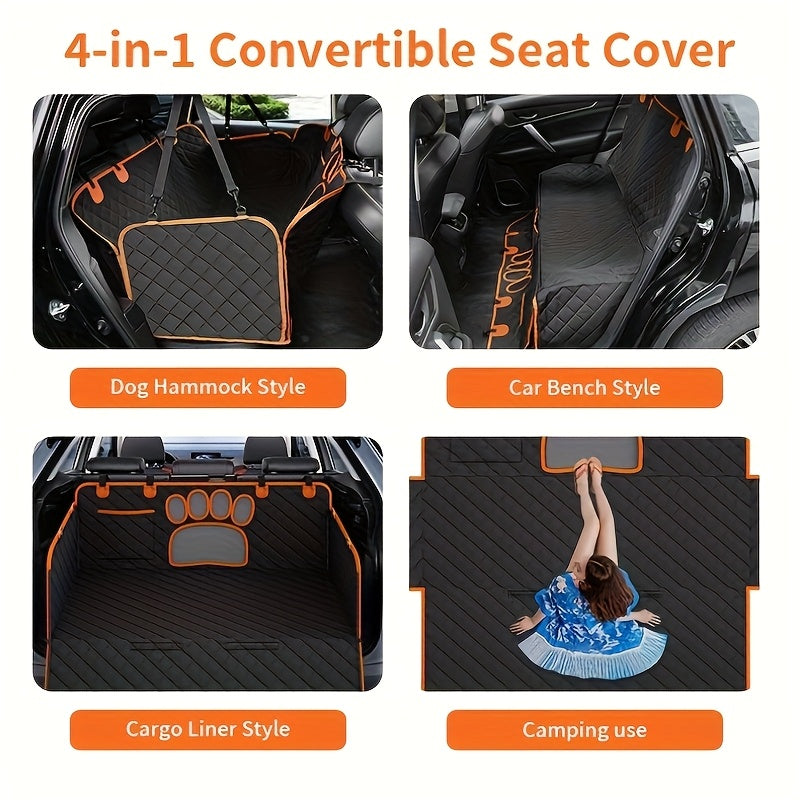 Dog Seat Cover Hammock – Heavy Duty Scratch-Resistant Waterproof Non-Slip Pet Rear Seat Cover for Cars Trucks SUVs, Soft Durable Open Mesh Back Seat Protector for Dogs