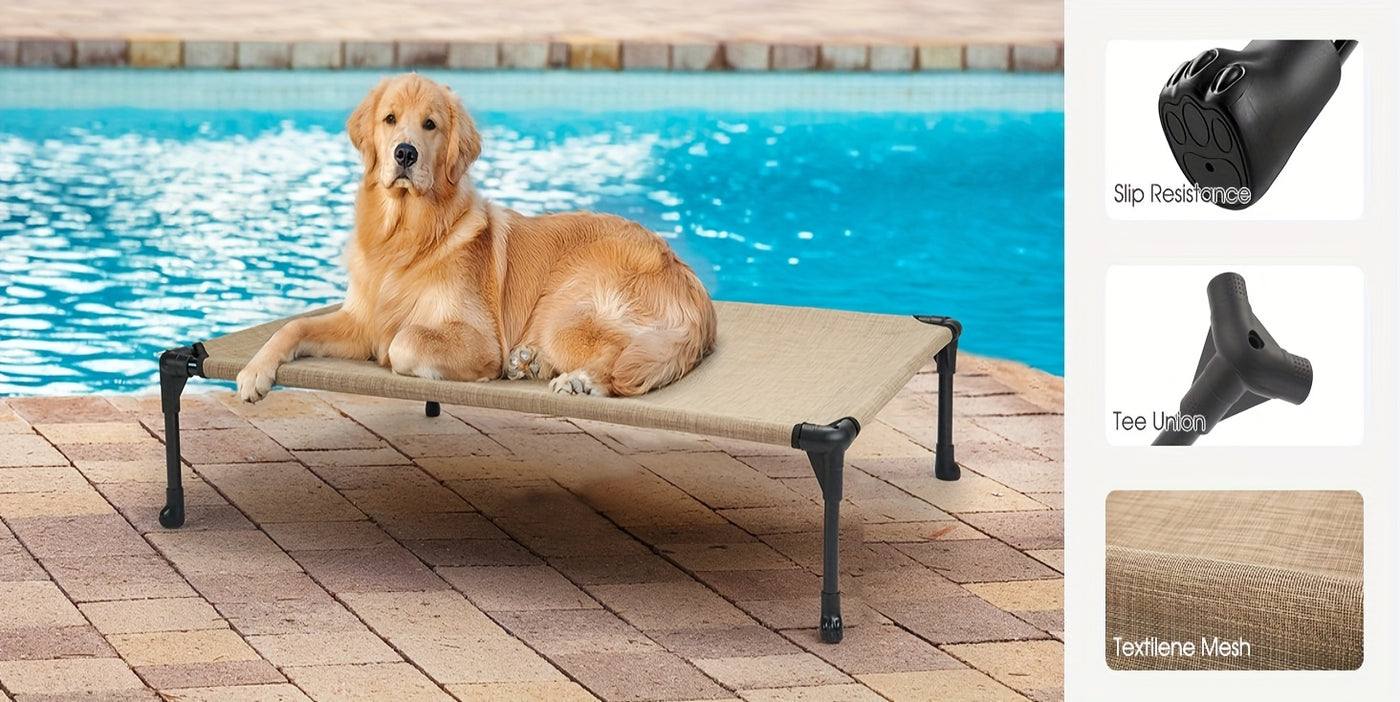 Elevated Cooling Dog Bed with Removable Pillow-Top Bolster Mat - Raised Dog Cot, Breathable Mesh, No-Slip Feet, Steel Frame, Indoor & Outdoor, 4 Sizes, 5 Colors