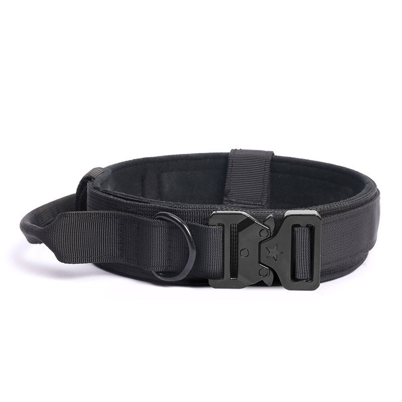 Heavy Duty Tactical Dog Collar with Handle & Quick-Release Metal Buckle - Wide Nylon Collar for Medium & Large Dogs, M/L/XL, Training Outdoor Agility Search Rescue