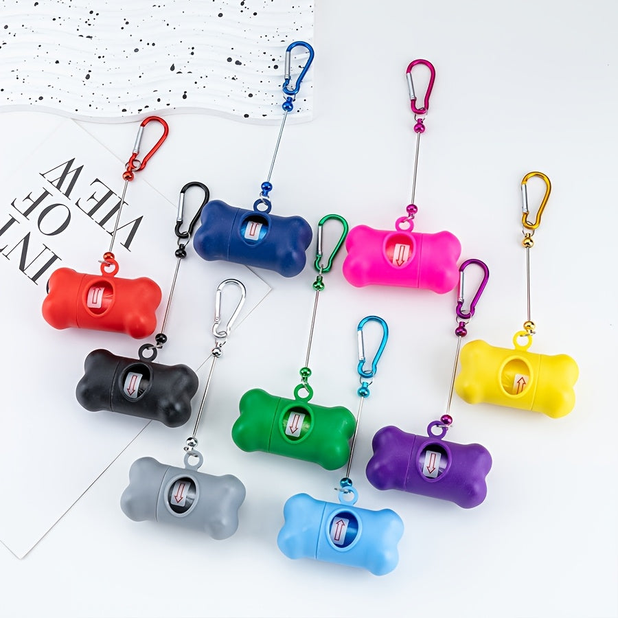 Dog Poop Bag Dispenser DIY Beaded Keychain D-Hook with Bone-Shaped Waste Bags for Outdoor Dog Walking