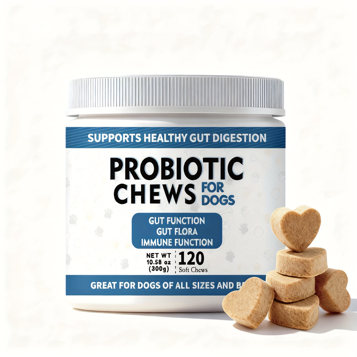 Probiotic & Digestive Enzyme Chews for Dogs – Gut Health, Skin Sensitivity Support & Prebiotics, Soft Chew Supplement, 30 or 120 Count