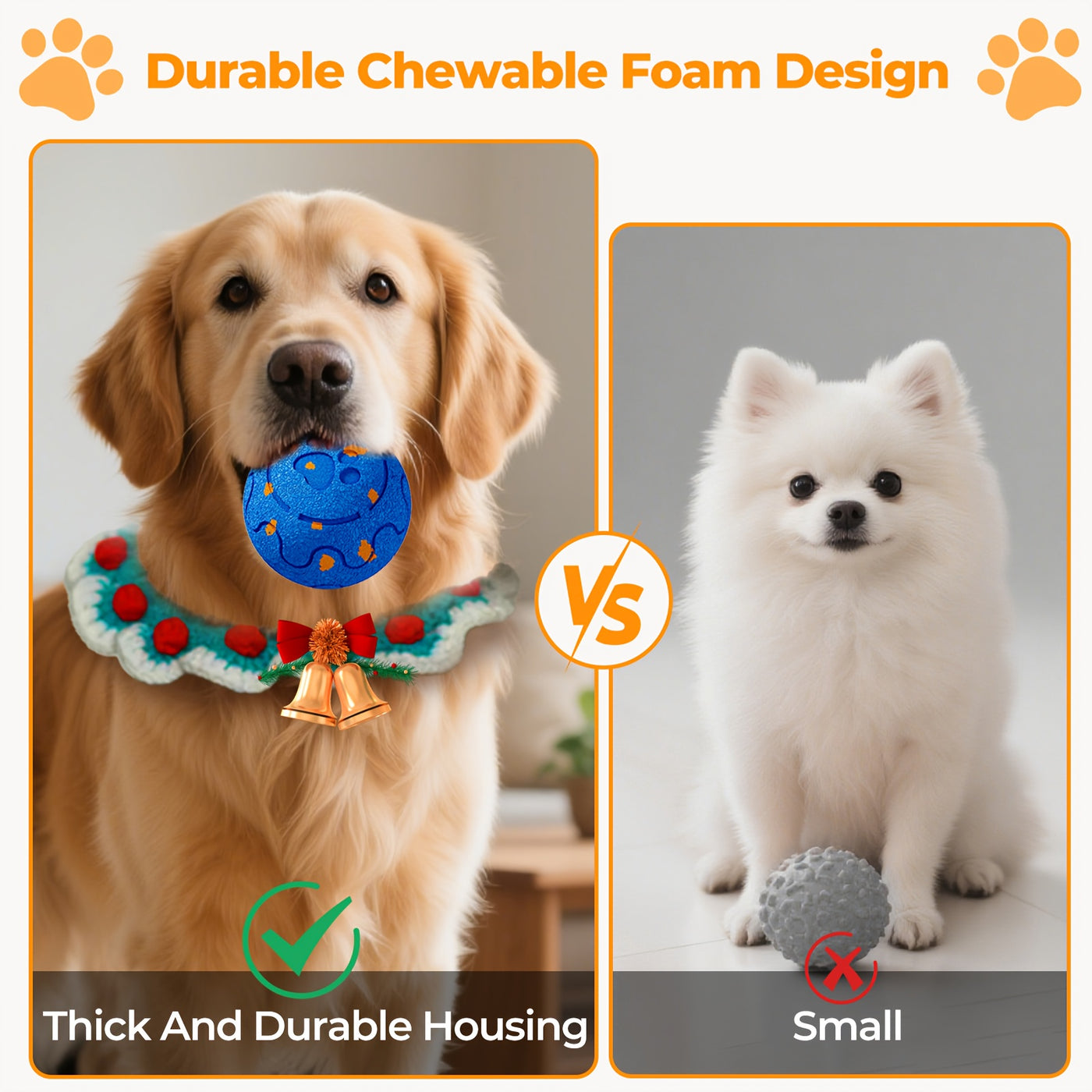 Smart Rechargeable Bouncing Dog Ball with 3 Interactive Modes – Obstacle Avoidance, Low Noise, Teeth Cleaning Toy for Medium & Large Dogs, Multi-Pet Households
