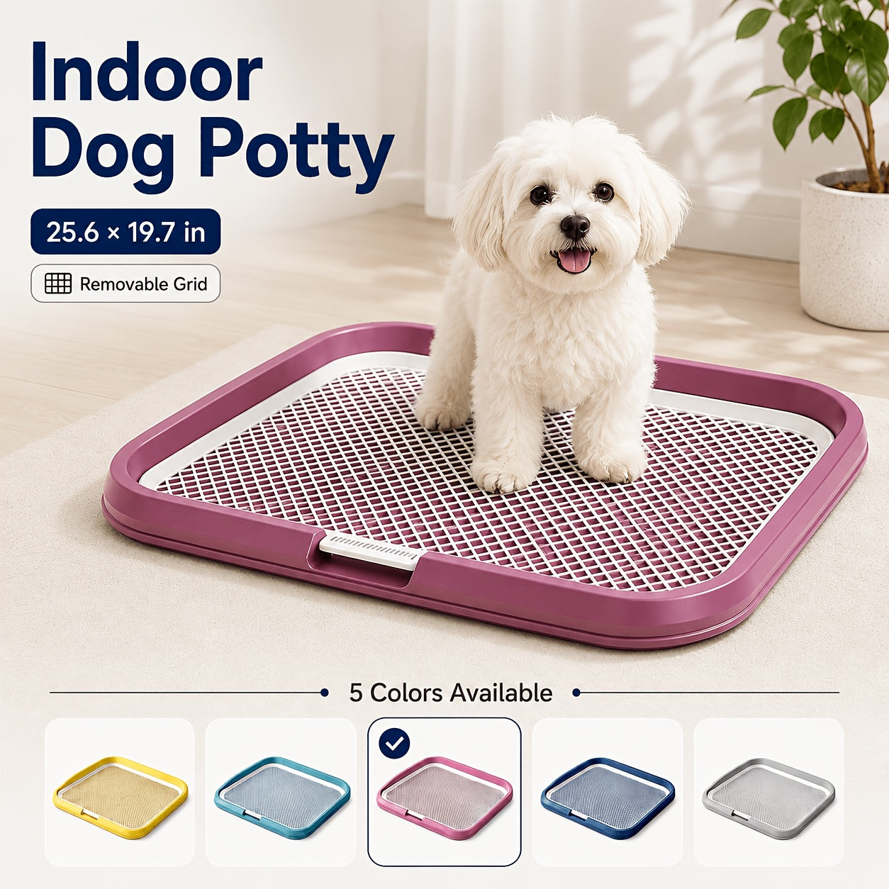 Dog Potty Tray with Removable Grating Leak-Proof Indoor Dog Toilet Pee Pad Holder for Puppy Training Apartments Small Dogs Washable Reusable