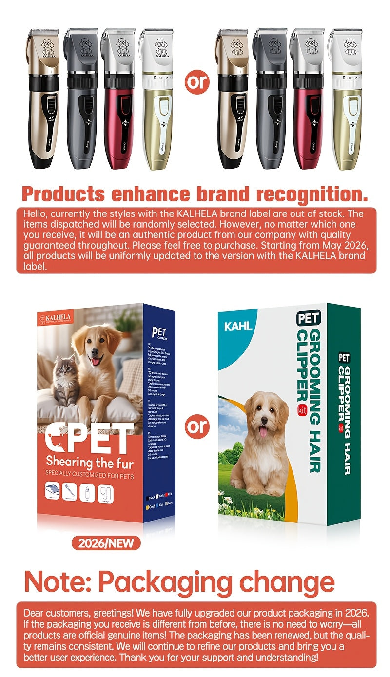 Rechargeable Pet Grooming Clippers with LED Display – Low Noise Cordless Dog & Cat Hair Trimmer, Detachable Blades, 4 Guide Combs, USB Charging
