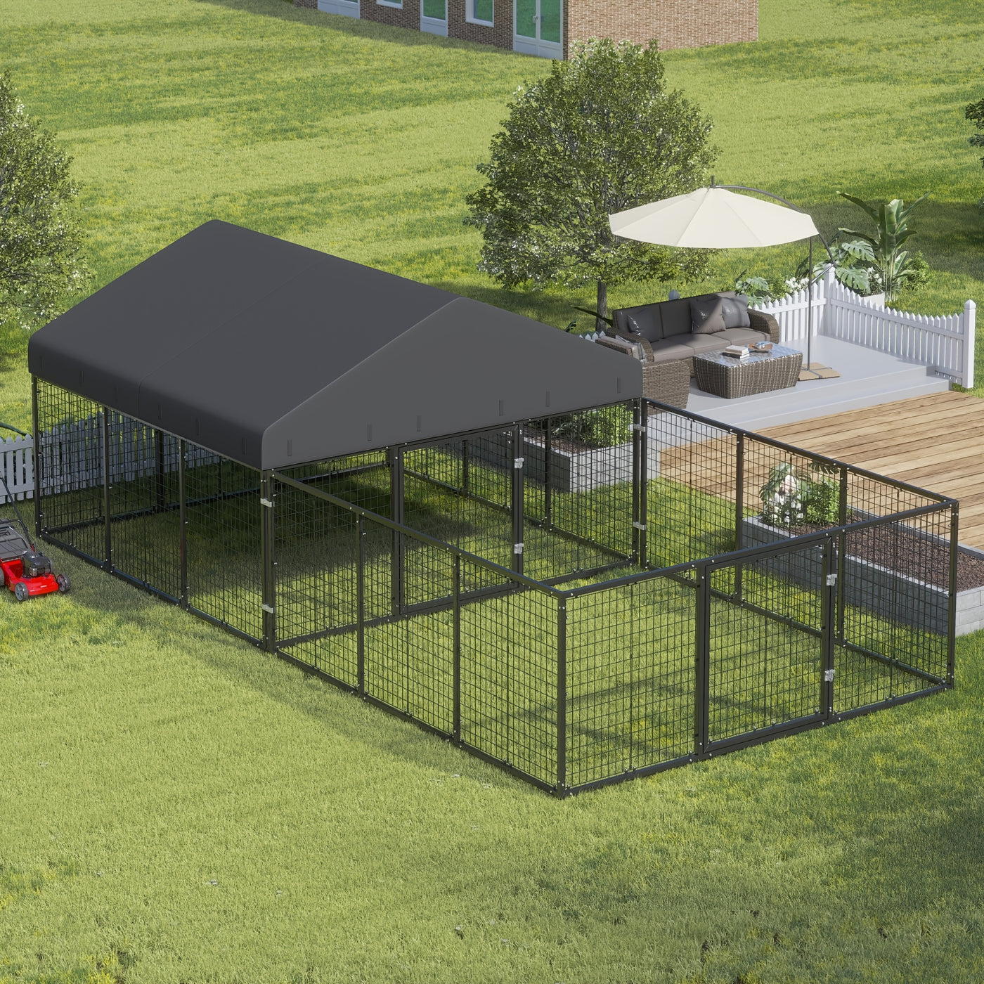 Heavy Duty Outdoor Dog Kennel with Roof & Double Safety Locks – Galvanized Steel Dog Cage Fence, Rust-Resistant, Large Dog Run Enclosure, Multiple Sizes