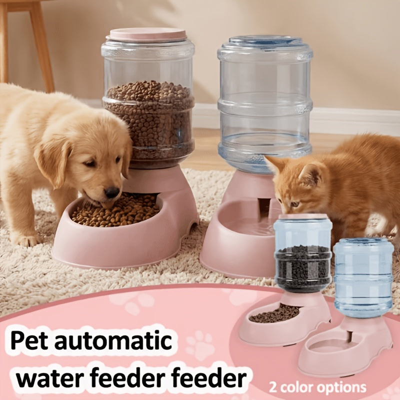 Gravity Pet Feeder & Water Dispenser 1 Gallon – No Battery Automatic Dog Cat Food Bowl Station, Durable BPA-Free PP, Small Medium Pets
