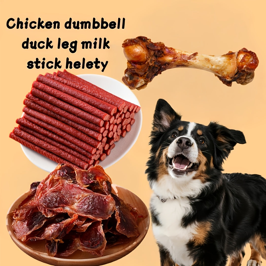 Dog Treats Gift Set – Chicken Liver, Duck Jerky, Egg Yolk & Sausage Combo Packs, High Protein Low Fat Dental Health Training Rewards for Medium & Large Dogs