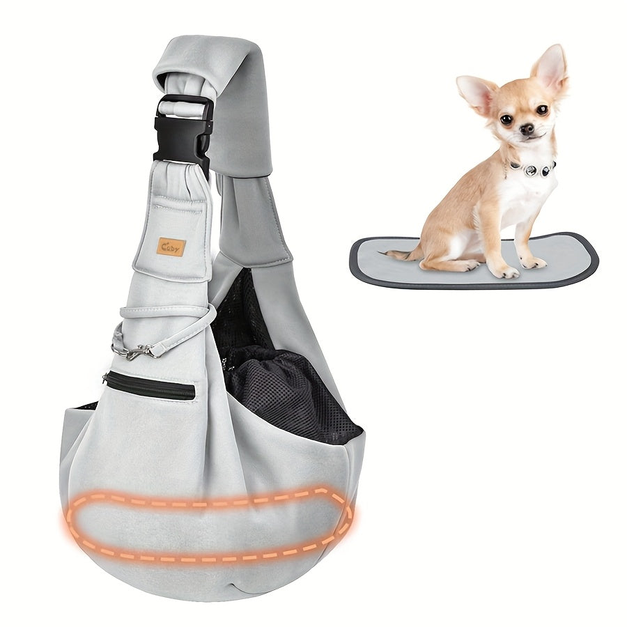 Adjustable Pet Sling Carrier with Padded Hard Bottom – Soft Dog & Cat Shoulder Bag with Drawstring Closure for Comfortable Travel | Khaki, Purple, Army Green, Blue, Grey
