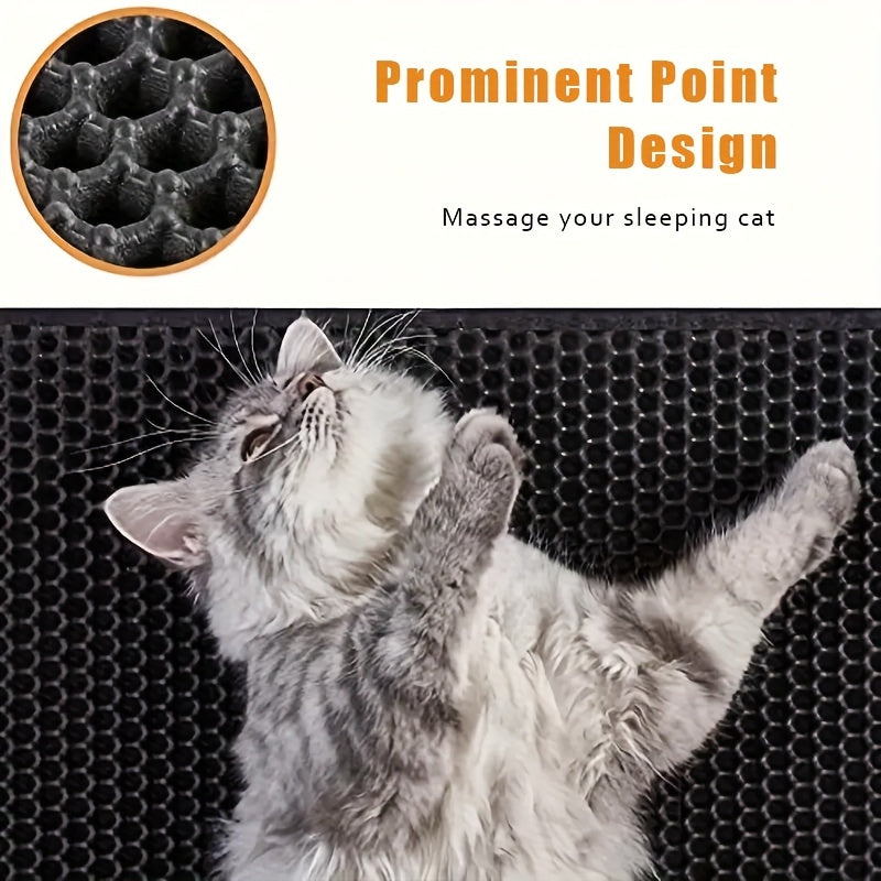 Honeycomb Cat Litter Mat Double Layer – Extra Large Litter Catcher, Non-Slip Machine Washable Splashproof Pad, Soft Safe for Paws, Multi-Cat Households