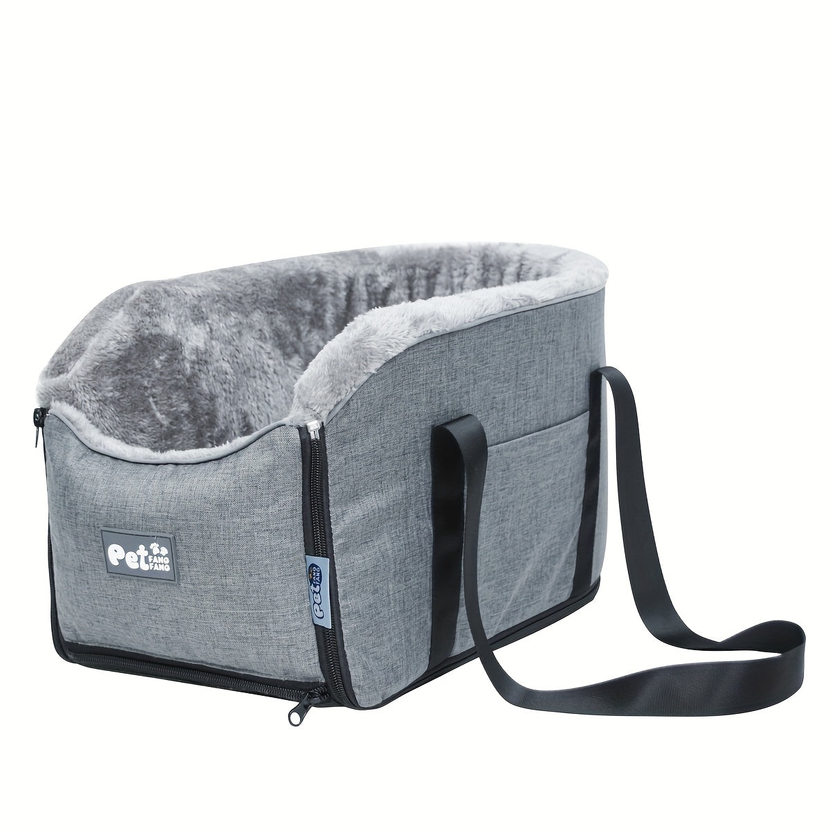 Pet Car Seat Booster for Small Medium Dogs & Cats – Portable Travel Bag with Secure Buckle Closure, Elevated View Polyester Dog Car Seat Grey