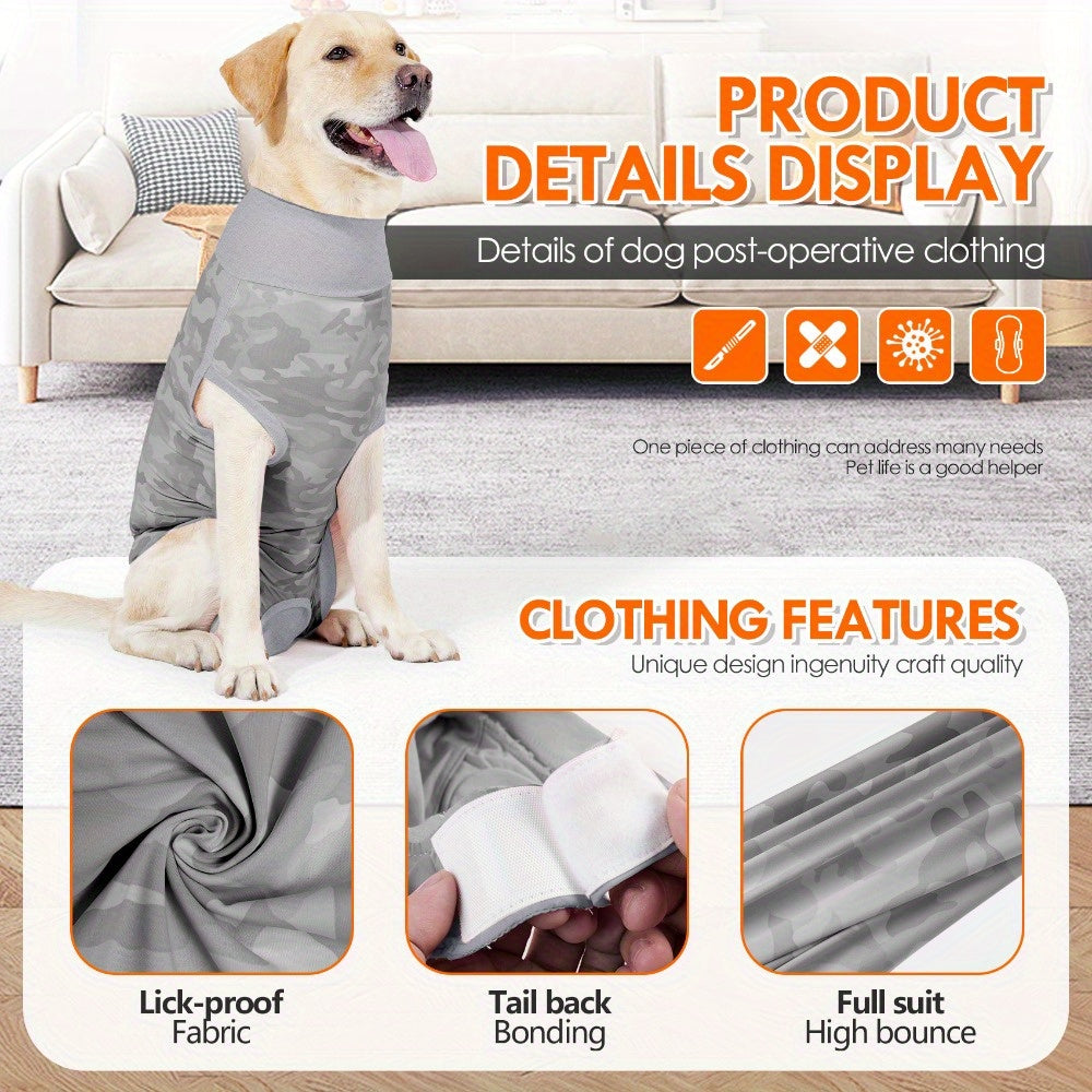 Dog Recovery Suit After Surgery Female Breathable Spay Recovery Onesie Cone Alternative for Dogs – Soft Polyester Blend in Grey and Pink Sizes M to XL
